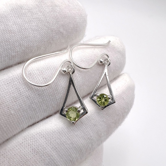Genuine Peridot .925 Sterling Silver Earrings - Picture 5 of 11